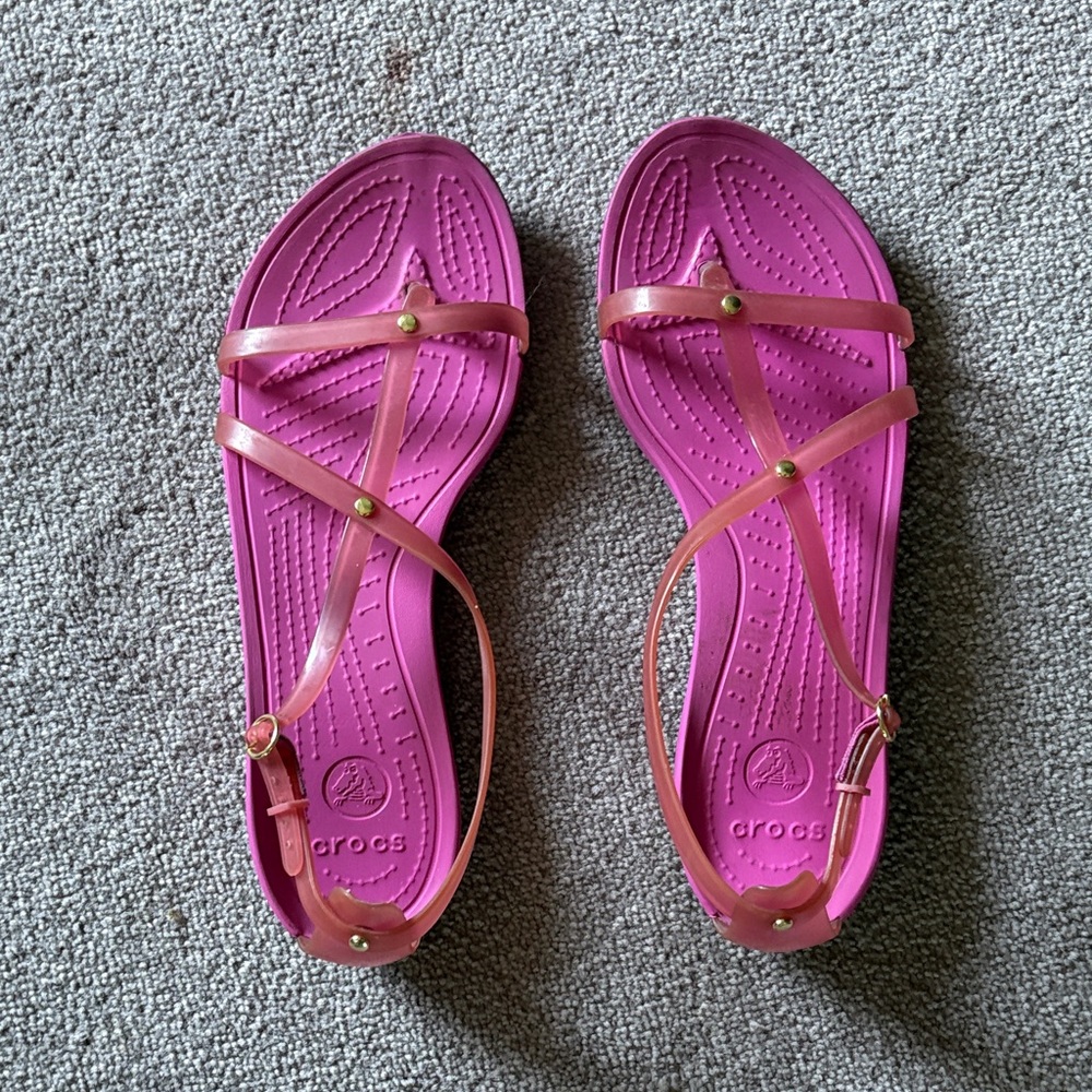 CROCS Vibrant Pink Strappy Sandals